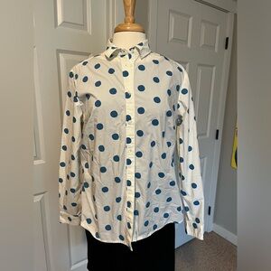 Boden Classic Button Front Polka Dot Shirt